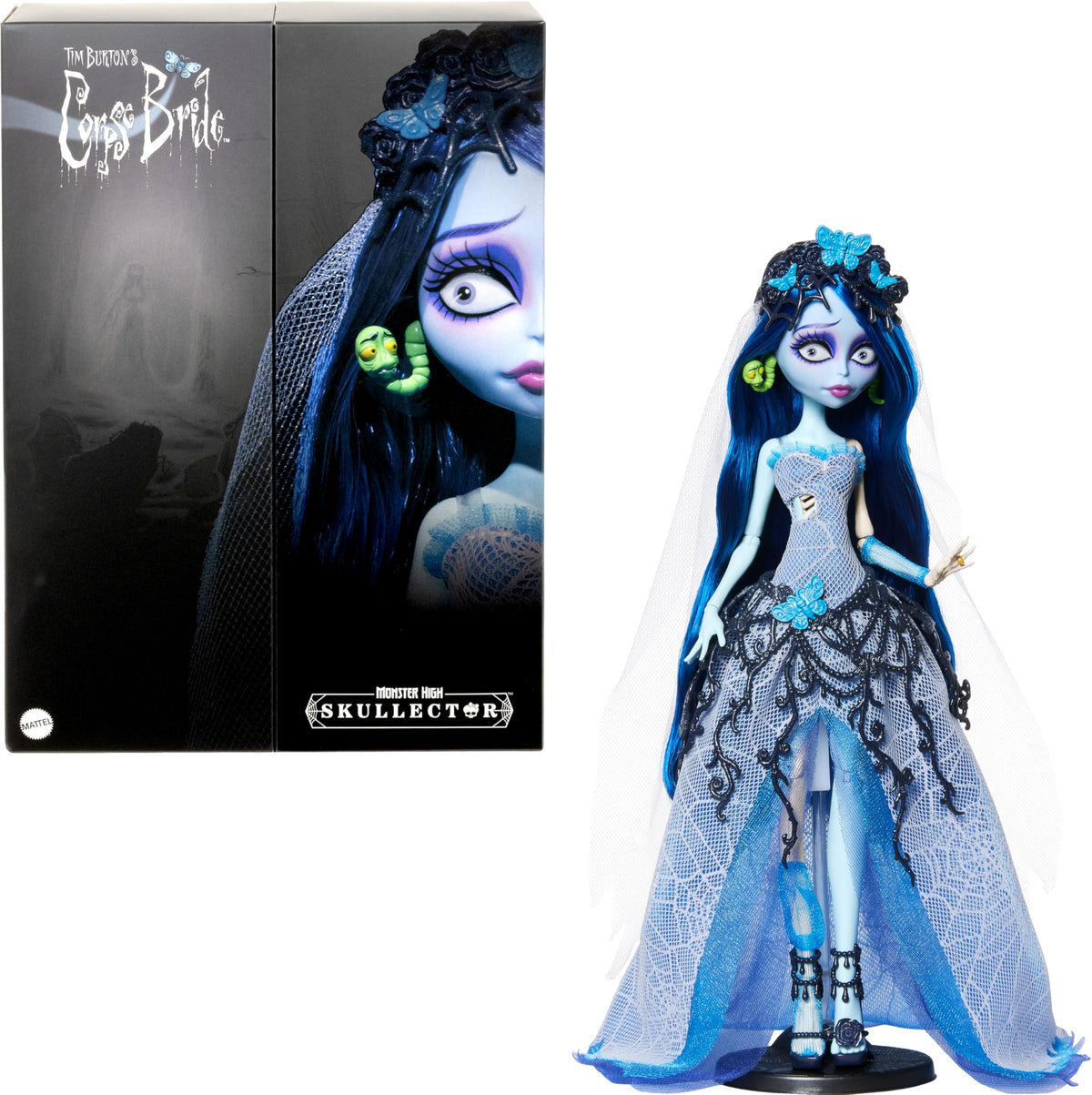 Corpse Bride Emily Doll in Spiderweb Wedding Dress with Accessories M723