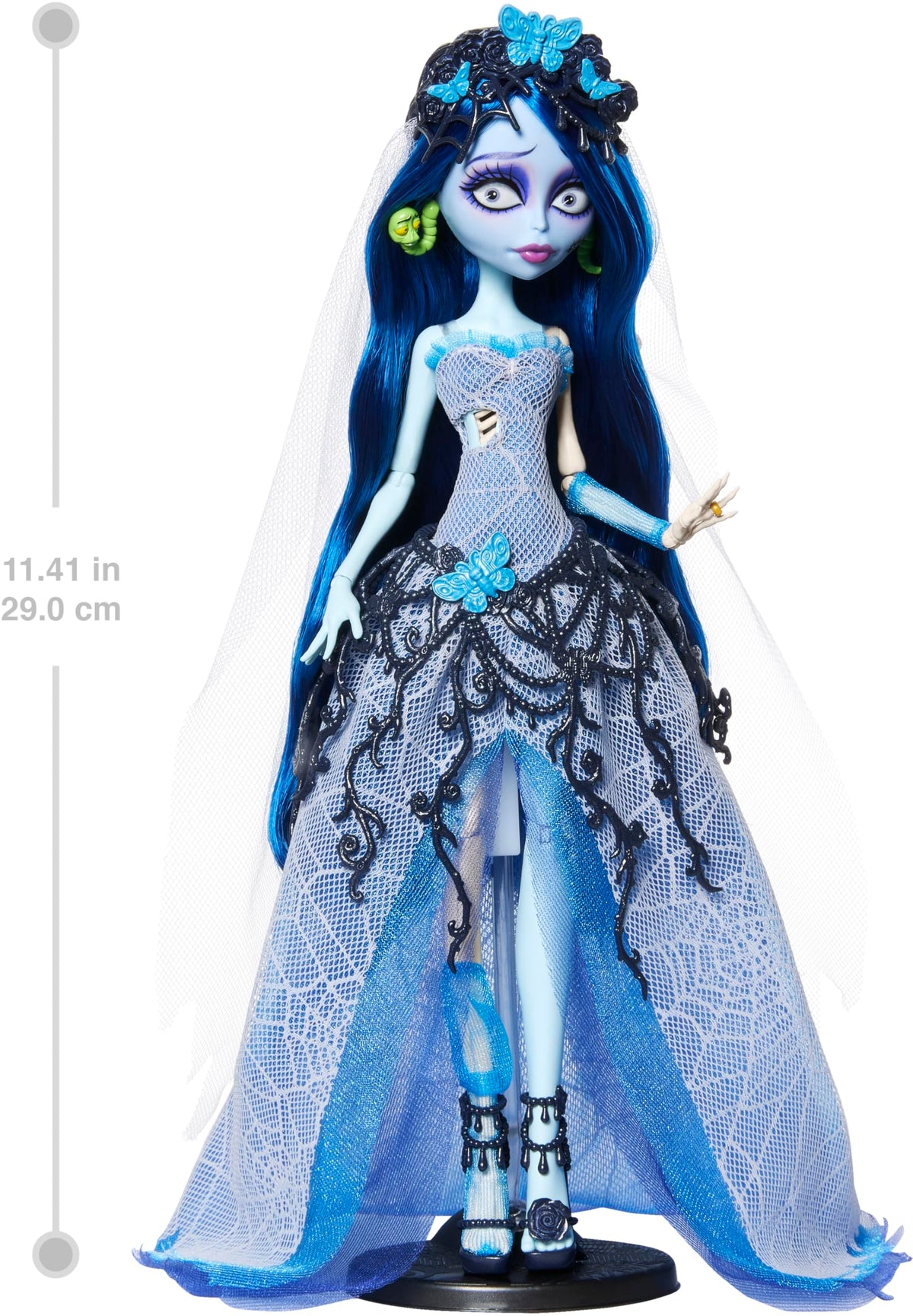 Corpse Bride Emily Doll in Spiderweb Wedding Dress with Accessories M723