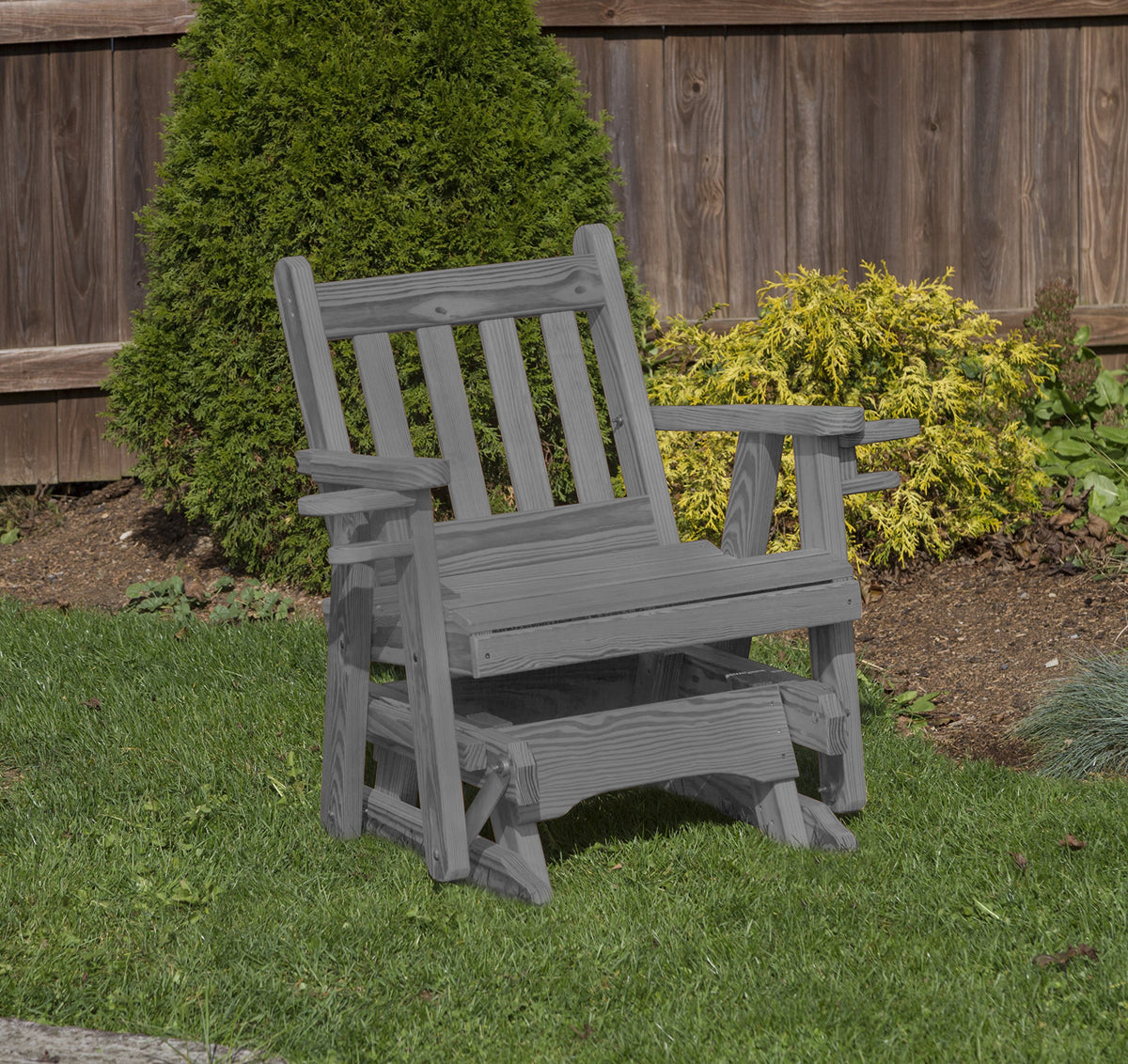 Heavy Duty Pressure Treated Outdoor Glider Chair with Cup Holders D7679